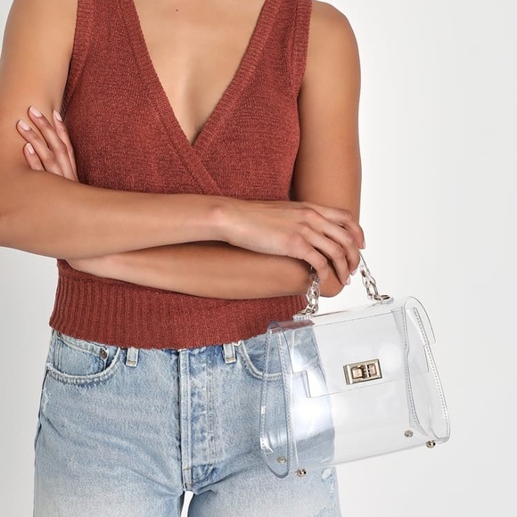 Cleared For Fun Clear and Gold Vinyl Crossbody Bag - Picture 9 of 13